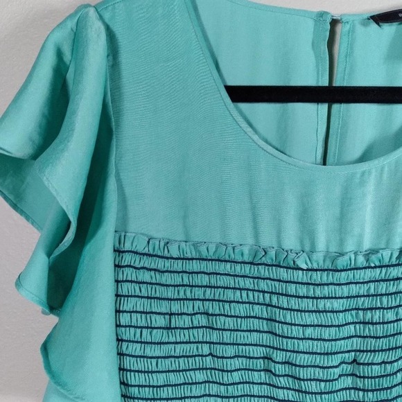 BCBGMAXAZRIA Light Aqua Smocked Lara Dress - Picture 7 of 13